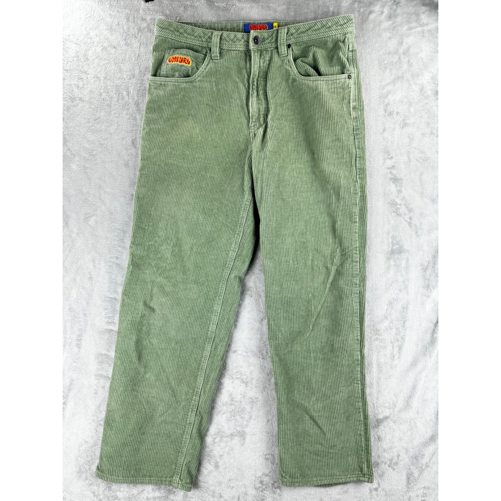 Empyre Mens Corduroy Pants Size 32 Green Loose Fit Skate Streetwear 3156